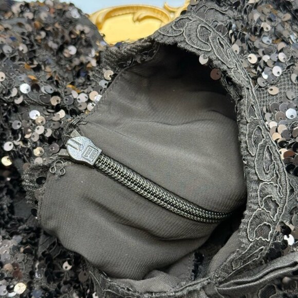 🆕 REBECCA VALLANCE 🧿 NWOT x Nicky Hilton Diana Black Bow Sequin Mini, Sz US 8 - Picture 14 of 16